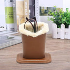 Plush Lined Eyeglass Holder, PU Leather Eyeglass Case, Anti-Scratch Glasses Storage Organizer for Desk Office Nightstand,2 Packs(Black,Brown)