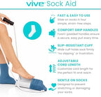 Vive Sock Aid - Easy On and Off Stocking Slider - Donner Pulling Assist Device - Sock Helper Aide Tool - Puller for Elderly, Senior, Pregnant, Diabetics - Pull Up Assistance Help