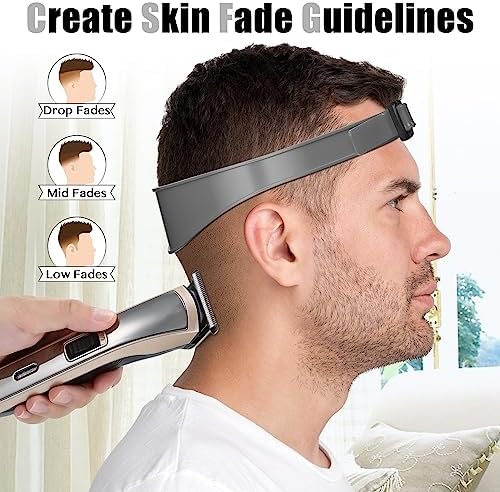 AOMGD Adjustable Hair Trimming Guide and Neckline Shaving Template,DIY Self Haircutting System, Shaving and Keeping a Clean and Straight Neck Hairline,Easy Use Tool Soft Portable (Grey)