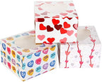 JOYIN 24 Pcs Valentine’s Day Bakery Treat Boxes, Valentines Cupcake Boxes, Valentines Cookie Boxes with Window for Holiday Pastries, Doughnut, Cookie, Cupcakes, Brownies, Truffles Gift