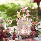 Fairy Cake Toppers for Fairy Birthday Party Decorations Pink Mushroom Door Butterfly Flowers Cake Decoration Fairy Garden Cake Toppers