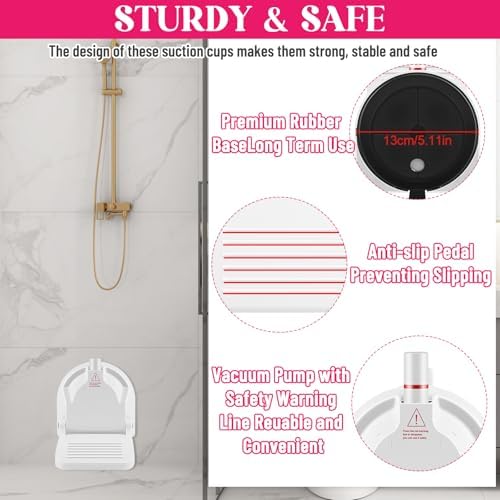 Foot Rest for Shower to Shave Legs, Foldable Shaving Step for Inside Shower, Suction Cup Shower Foot Rest