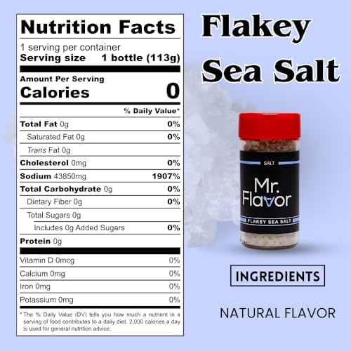 Mr. Flavor Pure Sea Salt - Premium All-Natural Sea Salt, Perfect for Enhancing Flavors in Any Dish, Ideal for Gourmet Cooking and Finishing, 4oz