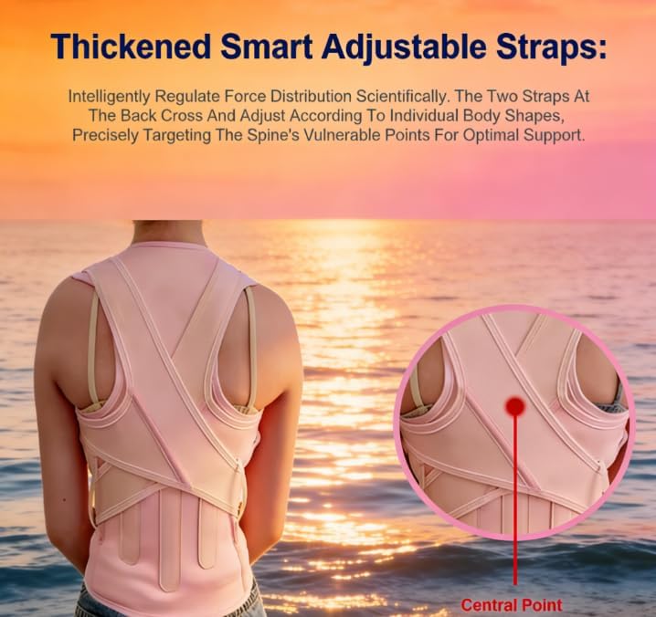 Adult Invisible Three Dragons Spine Correction Belt Anti-Hunchback Simulated Humpback Correction Band (Pink, X-Large)