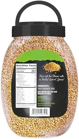 Fenugreek Seeds 5LB Bulk Jar - All Natural, Gluten Friendly, Methi seeds, Trigonella foenum graecum by Spicy World