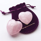 Polar Jade Set of 2 Hand-Carved Rose Quartz Puffy Hearts – 100% Natural Healing Crystals for Chakra Energy, Meditation, Massage, and Home Decor