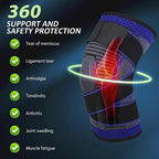 Adjustable Knee Support Brace 1 pack Compression Knee Sleeves for Men Women Use for Meniscus Tear, Arthritis, Tendinitis, Ligament Injury,Weight Lifting, Anti Slip Knee Brace (Dark Blue, Medium)