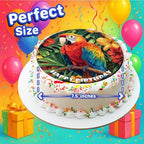 7.5x Inch Edible Cake Toppers – Parrot Themed Birthday Party Collection of Edible Cake Decorations
