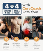 CoreCoach Pressure Biofeedback Device for Home Use - For Core Strength Training & Lower Back Support System with Lumbar Air Pillow, Waist Belt, & Carrying Bag