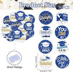 36PCS Edible Graduation Cap Cupcake Toppers Wafer Paper Grad Cap Diploma Cake Decorations Edible Grad Cap Cupcake Picks for 2026 Grad Theme Party Cake Decor Supplies (Blue)