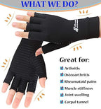 2 Pairs Copper Arthritis Gloves - Compression Gloves for Arthritis Pain Relief Rheumatoid Osteoarthritis Carpal Tunnel, Fingerless Copper Gloves for Typing, Daily Work - for Women Men Black (Medium)
