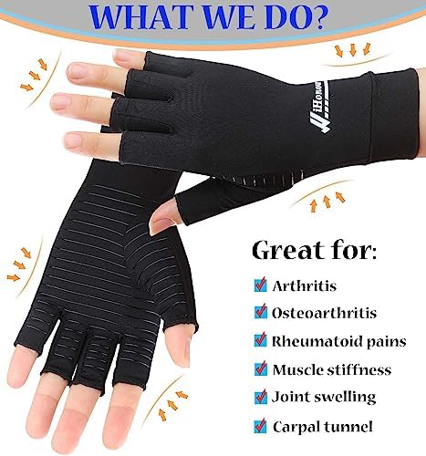 2 Pairs Copper Arthritis Gloves - Compression Gloves for Arthritis Pain Relief Rheumatoid Osteoarthritis Carpal Tunnel, Fingerless Copper Gloves for Typing, Daily Work - for Women Men Black (Medium)