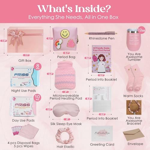 My First Period Kit for Girls 9-12 | 1st Period Gift Box | Period Starter Kit for Girls 10-12 | First Period Gifts for Girls | Period Emergency Kit for Girls