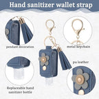 4Pcs Portable Empty Bottle Keychain, 1oz/30ml PU Leather Handwashing Fluid Holder, Refillable Plastic Bottles Travel Holder for Toiletry Lotion Liquid Soap Shampoo