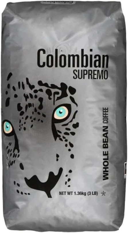 Colombian Supremo Coffee, Whole Bean, Medium Roast – Quality Kirklant – Kosher Certified, 3 lbs Bag