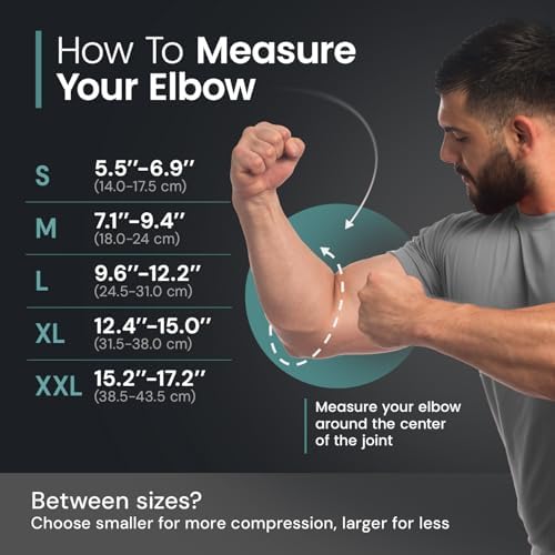 Elbow Brace for Tendonitis and Tennis Elbow for Women & Men, Arm Compression Sleeve for Arthritis, Workouts, Weightlifting, Reduce Joint Pain During Fitness Activity (Black, Large)