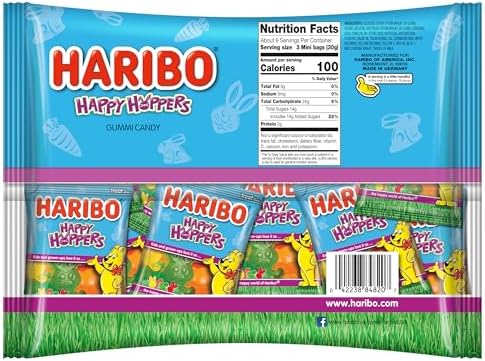 HARIBO Easter Happy Hoppers Gummi Candy, Individually Treat Size Wrapped Packets, 9.5 oz. Bag