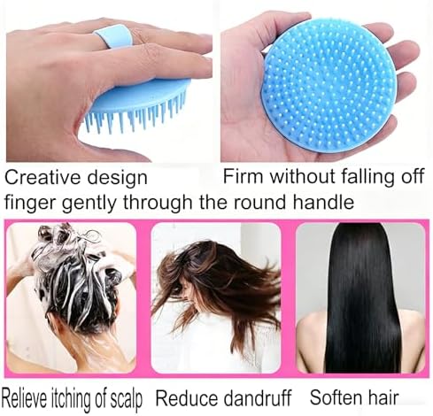 2 Pack Hair Scalp Massager Shampoo Brush Shower Head Scrubber Cleanser Massage Comb for Hair Growth Ease Dandruff Removal and Head Relaxation for Women and Men or Pets (Blue)
