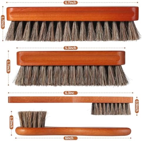 4 Pcs Shoe Brush, Boot Brush, Horse Hair Brush for Leather, Shoe Polish Brush, Professional Leather Shoe Care Brushes, Horsehair Shoe Shine Brush Cleaning Brush Care Clean Dauber Applicators