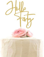 Hello Forty Cake Topper, Happy 40th Birthday Party Decorations, Gold Glitter