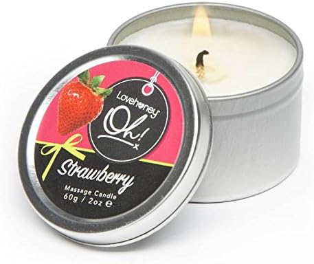 Lovehoney Oh! Strawberry Kissable Massage Candle with 6 Essential Oils - Vegetarian Friendly - 2 oz