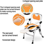 Bedside Toilet, Toilet Rolling Chair, One-Button Folding Toilet Chair, Multifunctional Shower Chair, Used as Mobile Toilet, Foldable and Convenient (F)