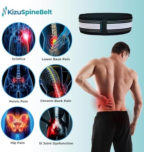FREEZE2TRIM Kizu Relief Belt Sciatica Pain Relief Devices Lower Back Brace & SI Joint Support – Adjustable Back Support for Sciatic Pain Men & Women, Hip Compression Wrap (Regular, Plus) (Hip Size 47-56")