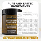 PaleoPro Bone Broth Collagen Protein Powder - Turmeric Root Grass-Fed Collagen Powder for Skin & Bones - Gluten Free, No Sugar, Soy, Grains, Net Carbs - Paleo & Keto Friendly 20 Servings Ancient Cacao