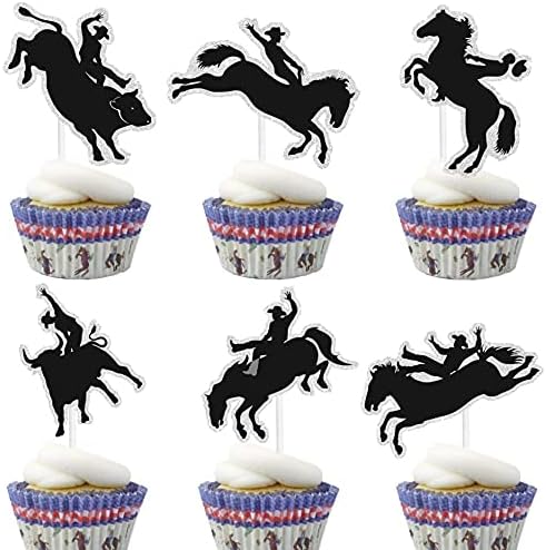 Bullring cowboy Cupcake Toppers Set Spain Matador Theme man Boys Birthday Party Decorations - Set of 18