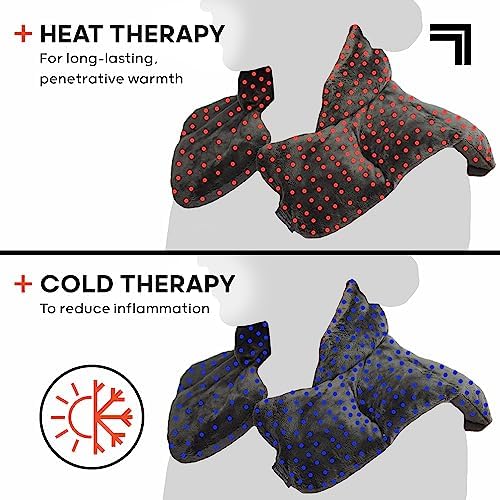 Sharper Image Heated Neck & Shoulder Wrap - Microwavable Warm & Cooling Plush Pad, Scented Aromatherapy (100% Natural Lavender & Herb Spa Blend), Pain Tension Headache Relief Therapy, Gift for Women