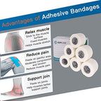 Self Adhesive Wrap Cohesive Wrap Bandages 6 Count 3" x 5 Yards, Medical Tape, Adhesive Flexible Breathable First Aid Non Woven Rolls, Stretch Athletic, Ankle Sprains & Swelling, Sports