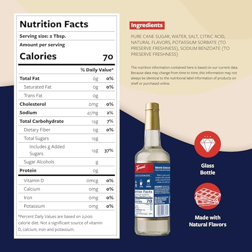 Torani Coffee Syrup, White Chocolate Flavored Syrup for Drinks, Glass Bottle with Pump Included, 25.4 Fl Oz