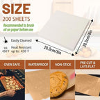 200 Pcs 8x8 Inch Parchment Paper Sheets,Food Grade Precut Baking Paper, Non-Stick & Greaseproof Square Pan Liners for Cake Pan, Air Fryer, Baking - White