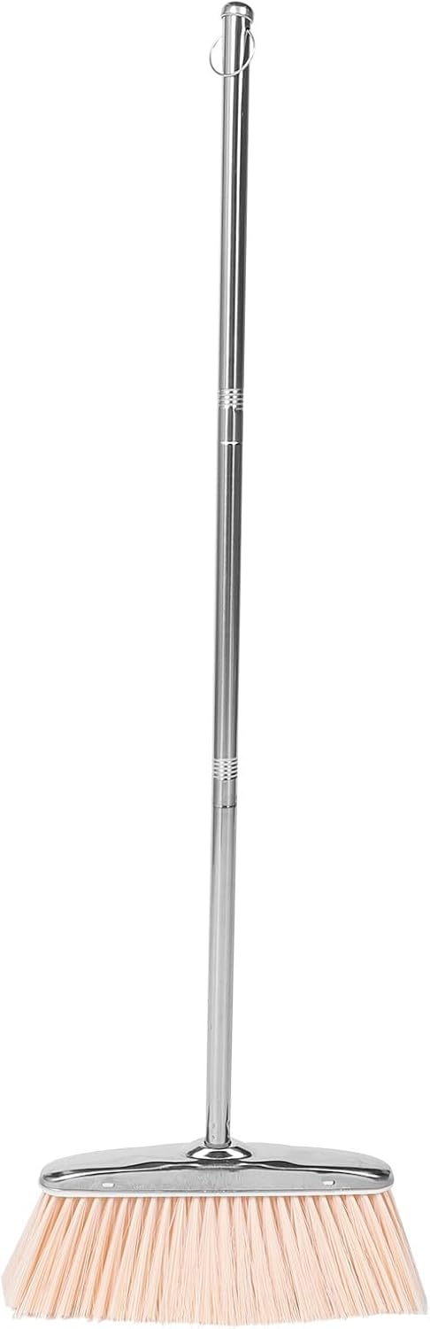 Heavy Duty Stainless Steel Broom Long Handle Floor Sweeping Tool for Home Kitchen Office Cleaning Garbage Wiper Angle Broom with Sturdy Bristles