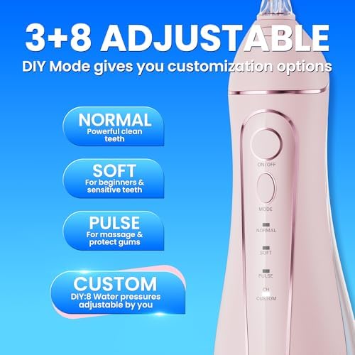 Oralfree Water flosser Teeth Picks - Dental Braces Cordless Oral Irrigator Portable Rechargeable Travel Irrigation Cleaner IPX7 Waterproof Electric Professional Flossing Teeth Cleaning for Home