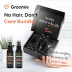 GROOMIE No Hair, Don't Care Bundle - 5D BaldiePro Electric Head Shavers for Bald Men, Natural Pre-Shave Oil to Promote Close Shave, & Natural Aftershave Serum - Mens Head Shaver Kit w/Electric Razor