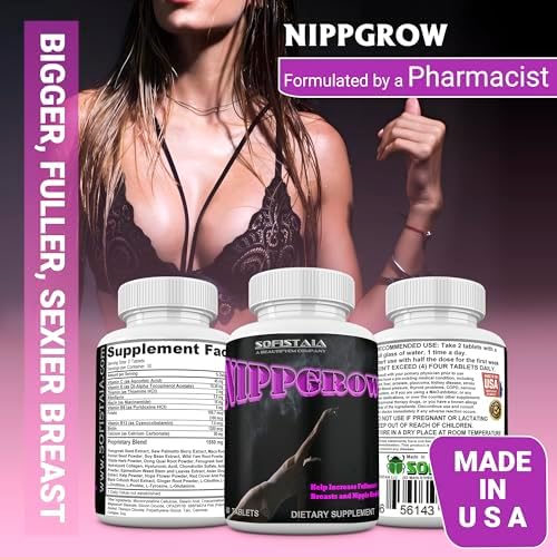 NIPPGROW Natural Nipple Size Increase Supplement - Get Bigger Nipples and Fuller Bust – Grow Round, Full and Sensitive Nipples.