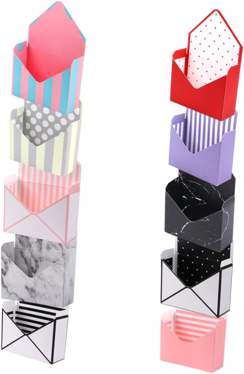 Ciieeo 10pcs Envelope Shape Flower Wrapping Boxes Floral Candy Boxes for Wedding Decorations Florist Use Packaging Supplies Random Style