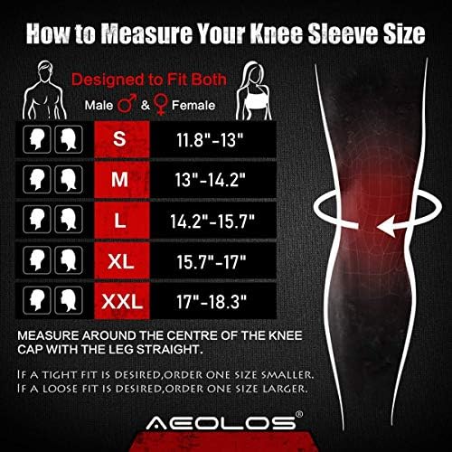 AEOLOS Knee Sleeves (1 Pair)，7mm Compression Knee Braces for Heavy-Lifting,Squats,Gym and Other Sports (X-Large, Black)