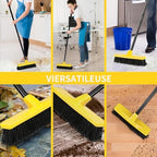 Push Broom Outdoor Indoor Broom 12" Wide,50" Long Handle with Stiff Bristles for Cleaning Scrubbing Deck Driveway Yard Patio Wood Stone Tile Floor