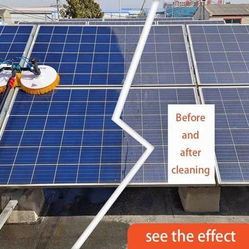 Electric Photovoltaic Panel Cleaning Tool, Water Fed Pole Kit with Carbon Fiber Telescopic Rod, 65cm Round Brushes, 17m Cable/29m Water Pipe Line, Plug in,5.5M