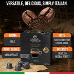 Gran Caffè Garibaldi Espresso Pods, Italian Roasted Compatible Nespresso Original Line Machines, 100% Arabica Blend, Brazilian & Central American Beans, Cocoa Aroma - Gusto Top (Aluminum) 50 Cups