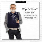 Adult Bibs for Men, Wipe ‘n Wear™ Clothing Protectors for Eating, Senior Adult Bib Crumb Catcher, Waterproof, Reusable, Washable (Polo x 3pk)