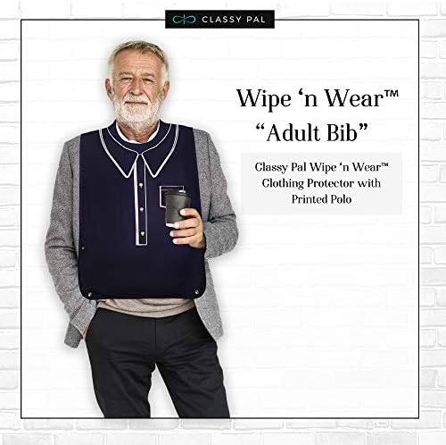 Adult Bibs for Men, Wipe ‘n Wear™ Clothing Protectors for Eating, Senior Adult Bib Crumb Catcher, Waterproof, Reusable, Washable (Polo x 3pk)