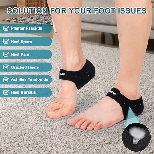 Plantar Fasciitis Heel Protectors, Heel Cups for Pain Relief & Achilles Tendonitis Support, Heel Cushion Inserts for Walking, Sports, Yoga, Home Use(W 9.5-13/M 8.5-14)