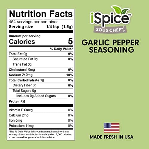 iSpice Garlic Pepper Spices and Seasonings for Cooking, 100% Natural World Flavour Premium Spices(198G - Pack of 1).