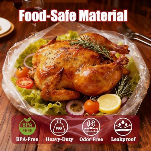 Turkey Oven Bags, Oven Bags for Roasting, Turkey Bags Roasting Chicken, Meat & Fish Multi Purpose Cooking Bags, Large Size 17’’ x 22’’, 12 Counts