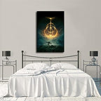 Elden Ring Poster Video Games Canvas Art Poster and Wall Art Picture Print Modern Family Bedroom (12×18inch- Framed)