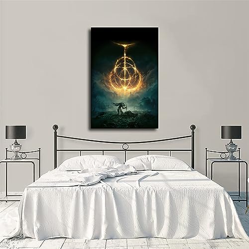 Elden Ring Poster Video Games Canvas Art Poster and Wall Art Picture Print Modern Family Bedroom (12×18inch- Framed)