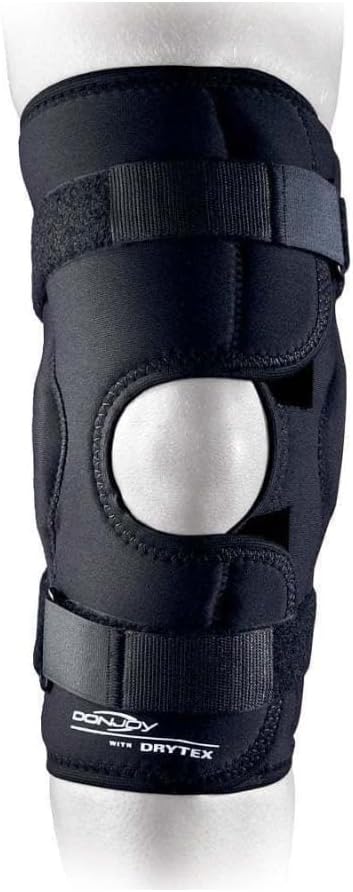 DonJoy Deluxe Hinged Knee Brace, Drytex Sleeve, Open Popliteal (Medium, Black)